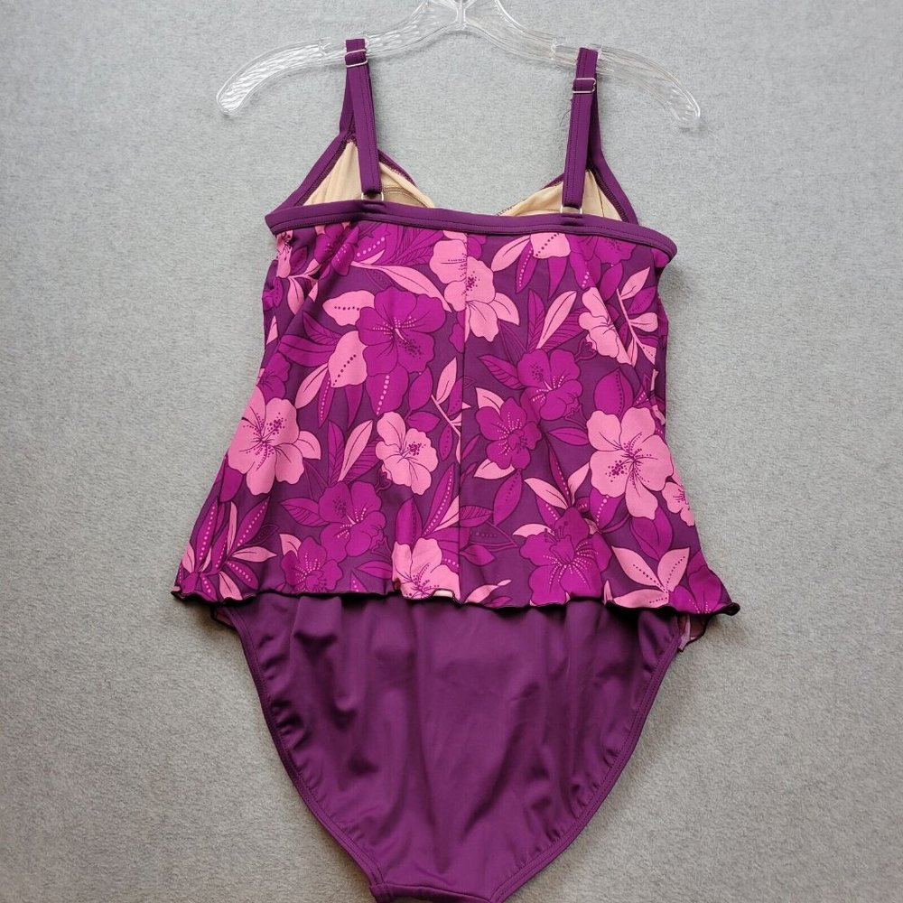 L.L. Bean Purple and Pink Floral One-Piece Swimsuit - Picture 2 of 10